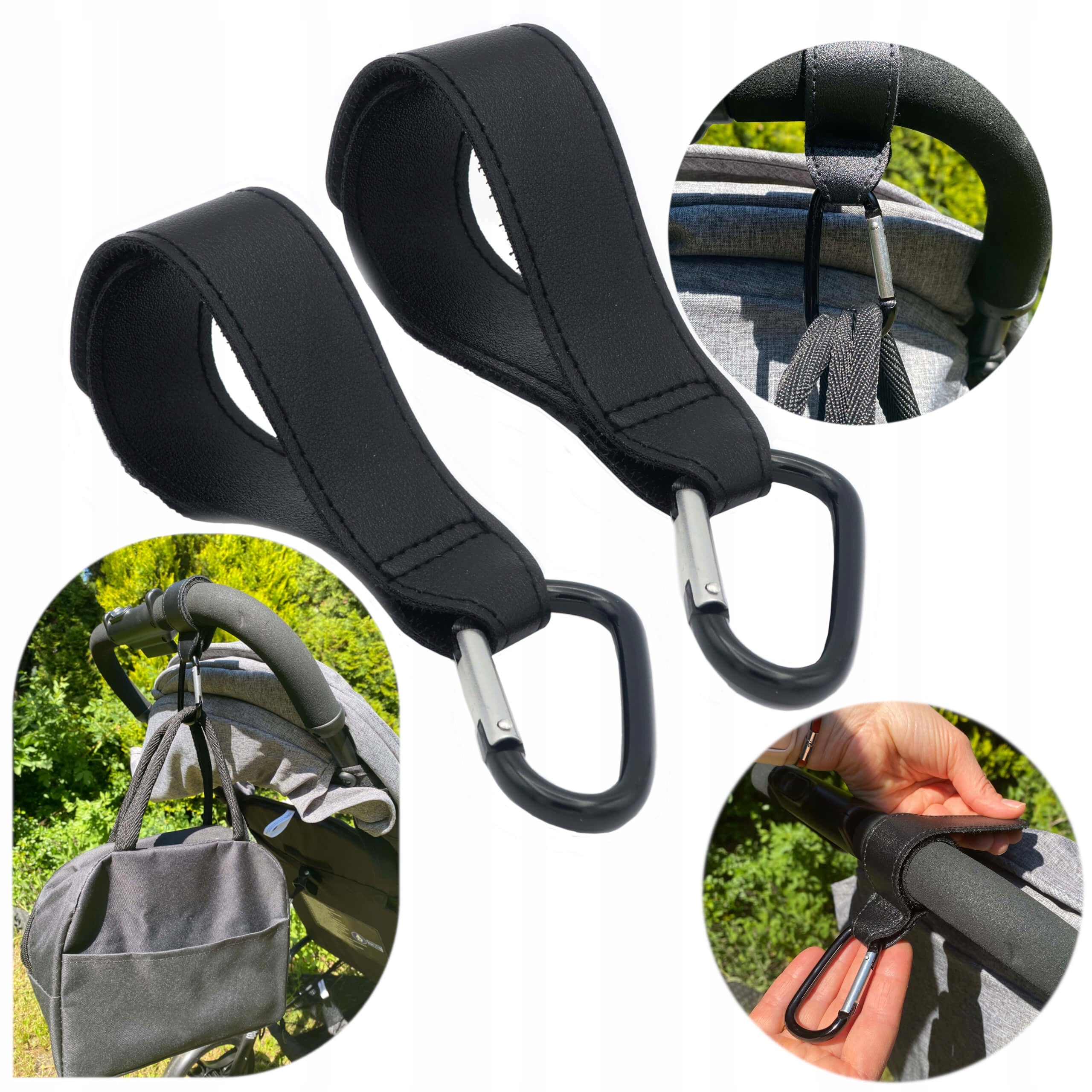 Handle trolley hook bags shopping Velcro eco leather 2pcs Brand no brand