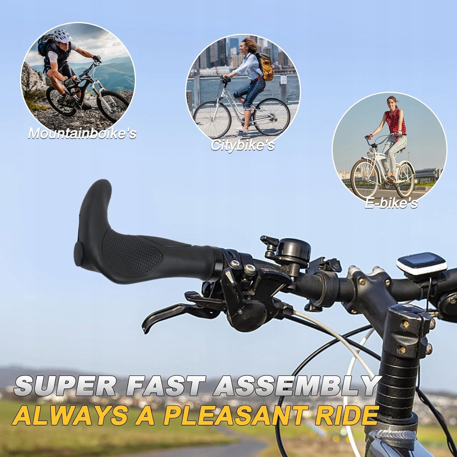 Handlebar grips with corners NEXELO includes alu ergonomic 128 mm L266519NEX Color black