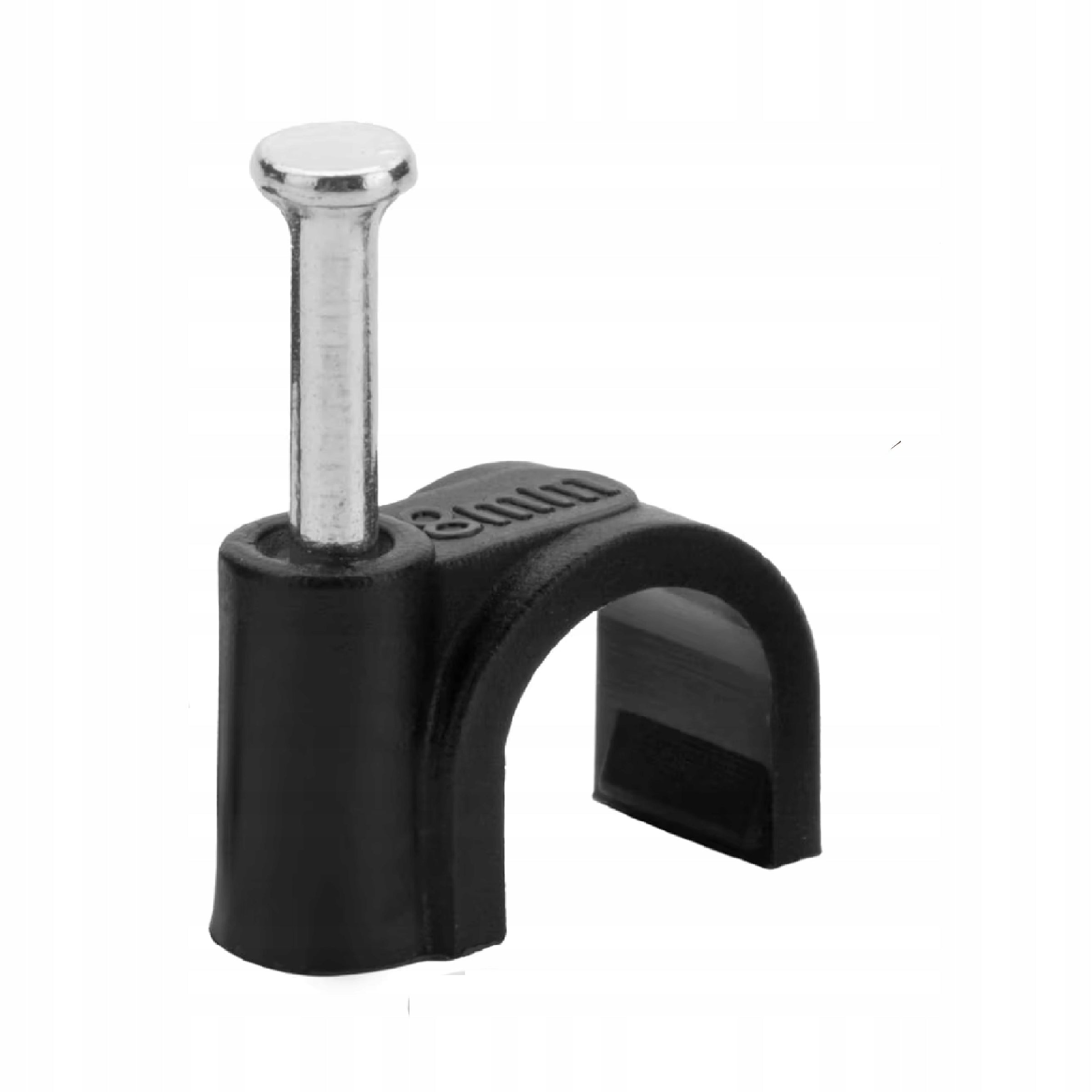 Handles Wire Cable Clips 8mm Round BLACK With Nail 100pcs Model 5906058381748