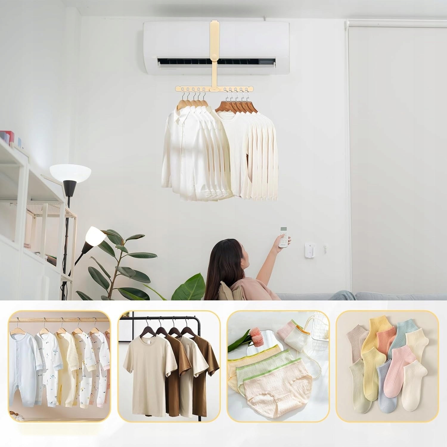 Hanger Folding Travel Wall Dryer 10 Holes Cream Lightweight Kind Other