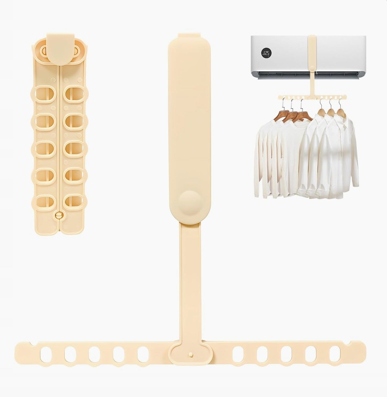 Hanger Folding Travel Wall Dryer 10 Holes Cream Lightweight