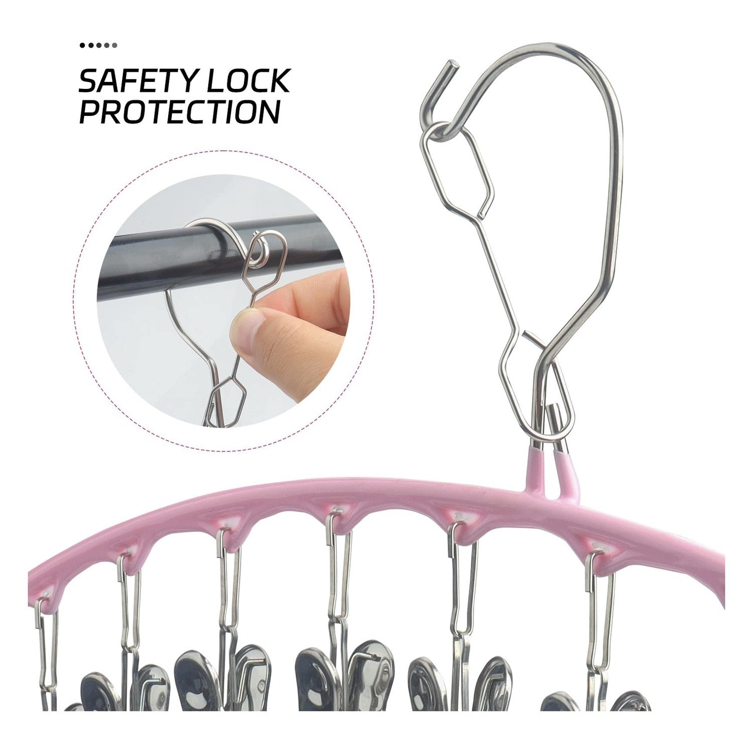 Hanger - Steel - With 10 Clips - For Clothes Dominant color clear