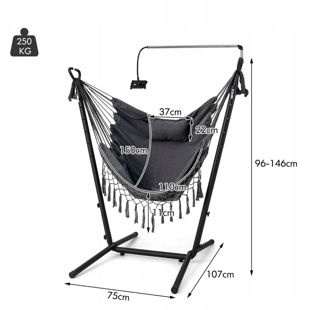 Hanging Hammock Chair with Cushion Suspended Garden Chair Manufacturer Costway