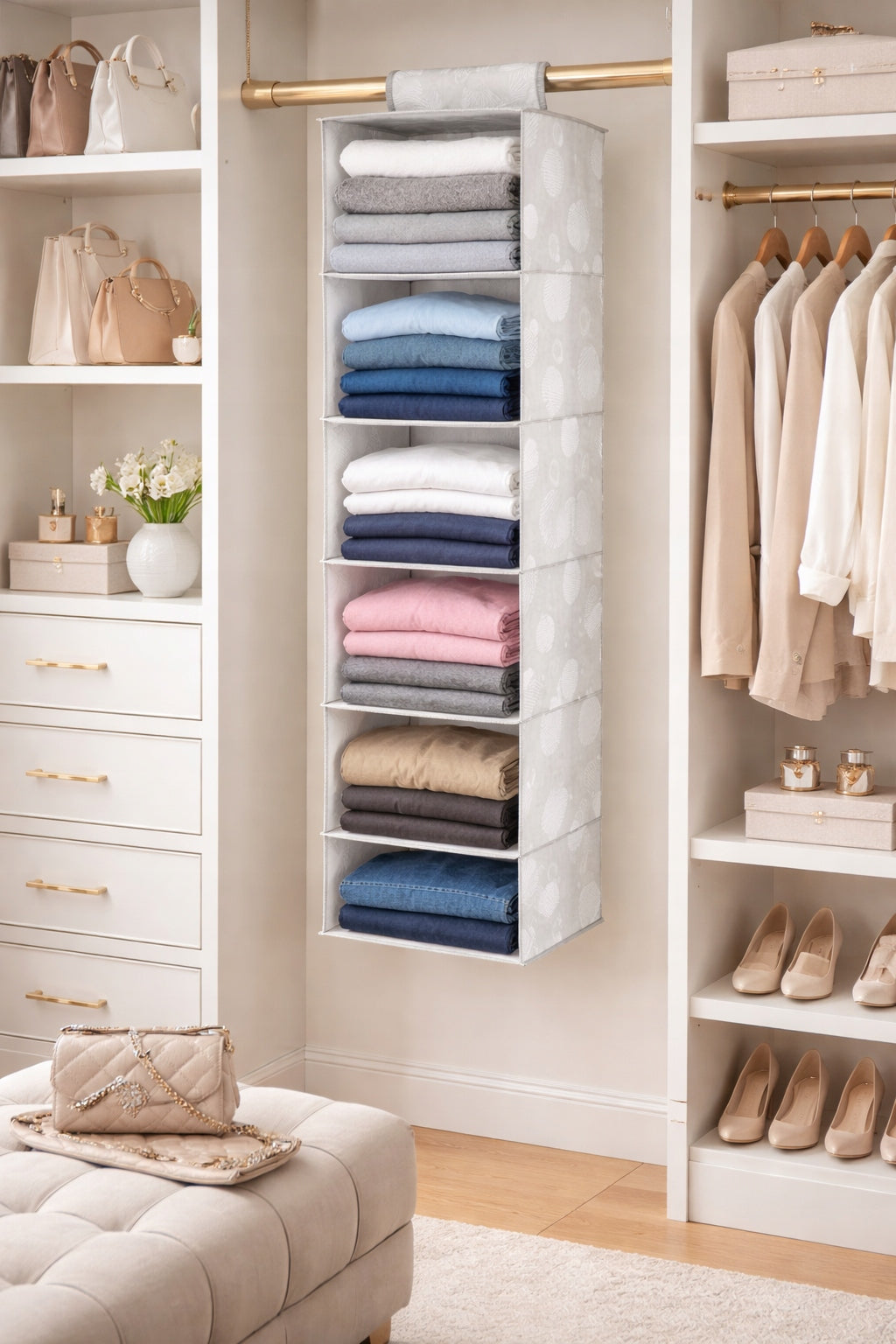 Hanging Organizer 6 Shelves for Wardrobe Textile Practical Clothes Shelf Brand Lacarte