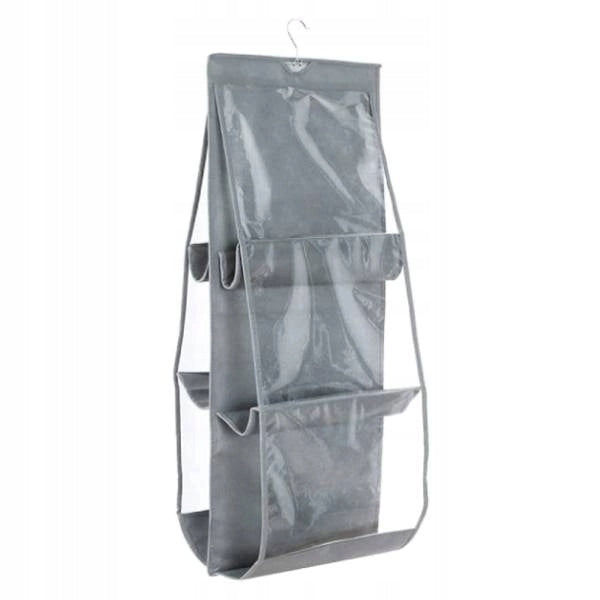 Hanging Organizer for Bag Cabinet 6 Pockets Grey Bar Hanger Manufacturer code Organizer wiszący na torebki #20489