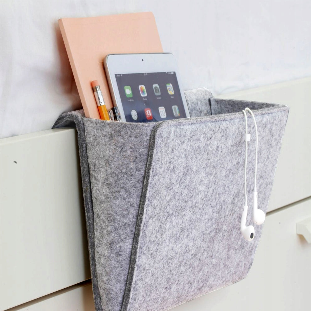 Hanging org.anizer for bed, remote controls, accessories, grey Kind wardrobe organizer