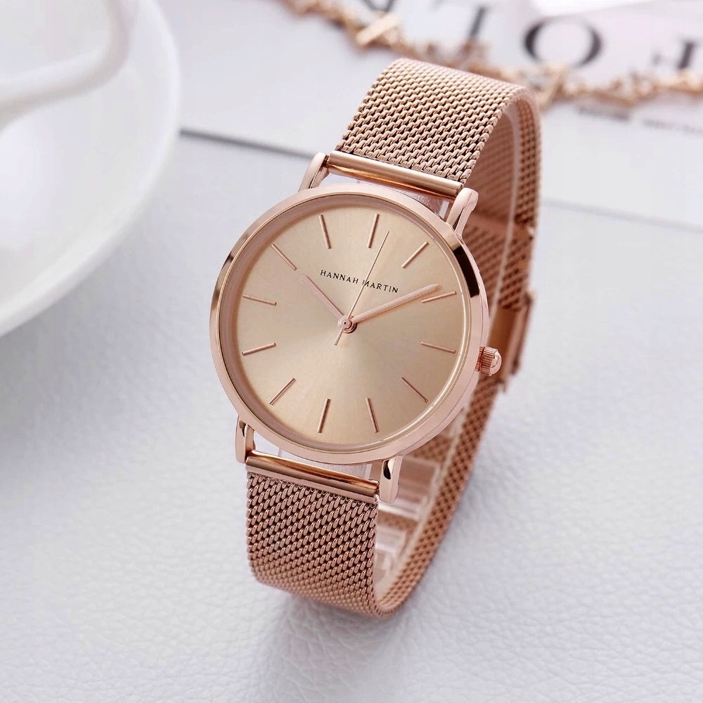 Hannah Martin women's watch gold mesh gift Brand Hannah Martin