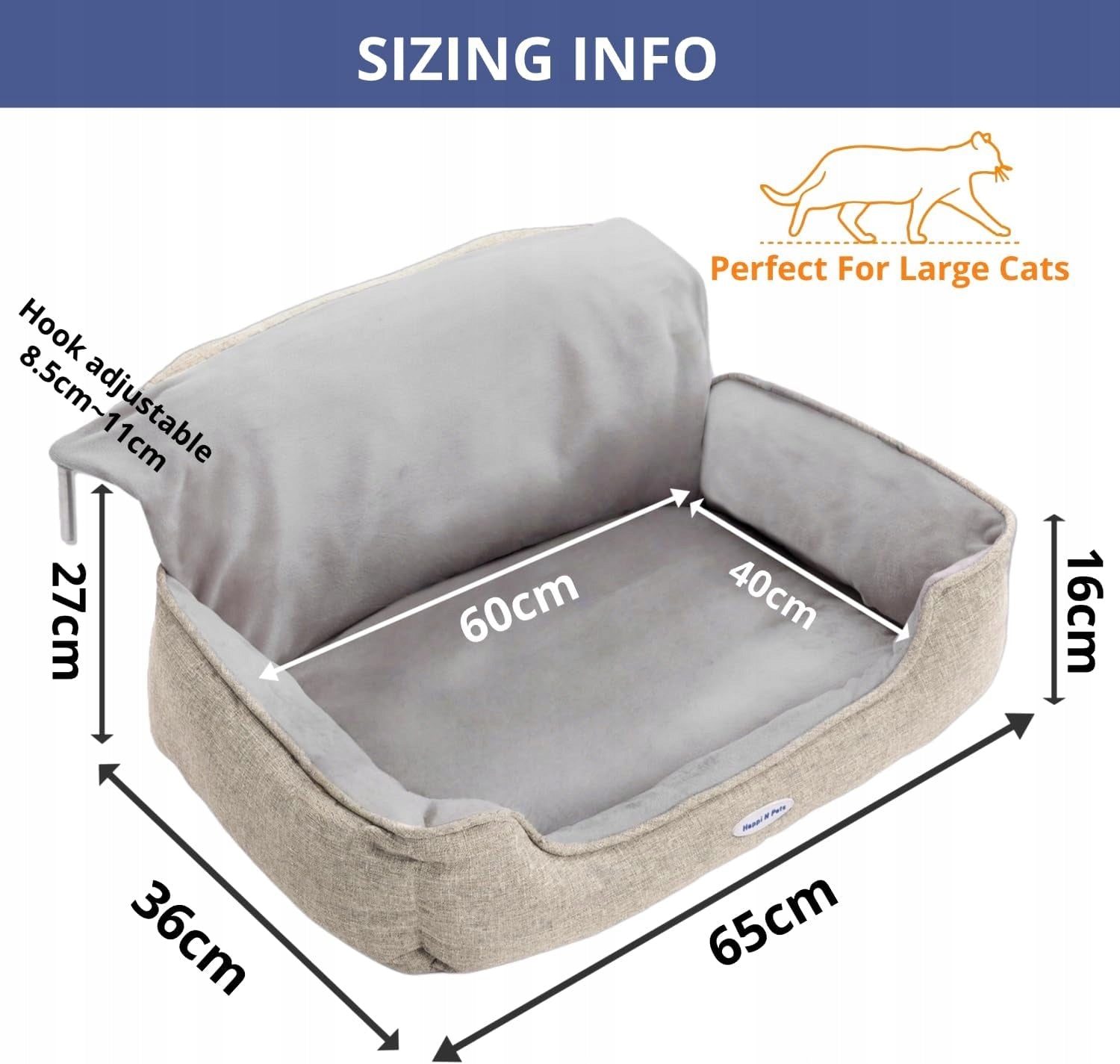 Happi N Pets Cat Hammock Bed for Heaters with Beige Mount Packaging status original