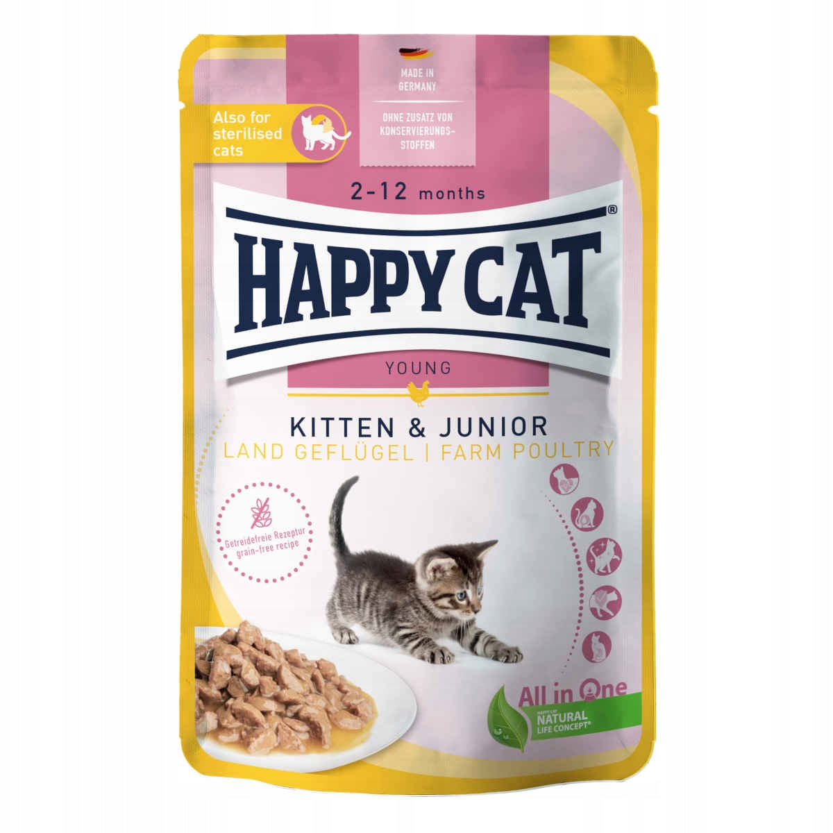 Happy Cat Kitten Junior Land Geflügel Poultry in Sauce 85g