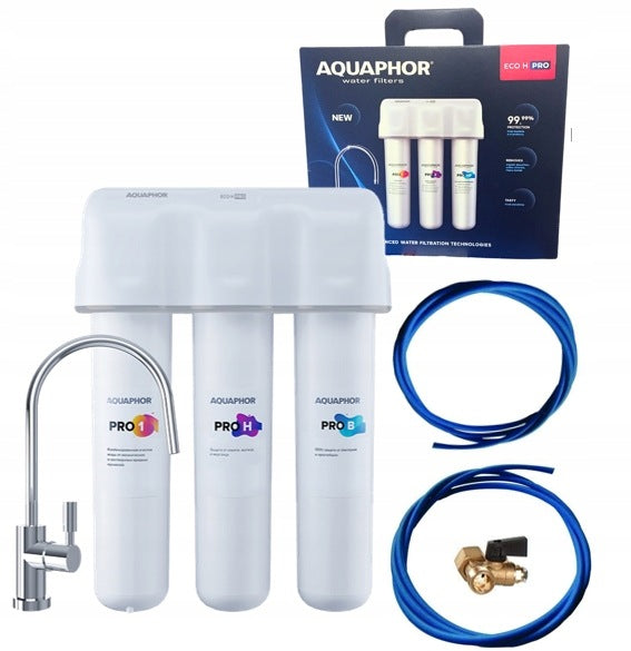 Hard water filter softening under sink AQUAPHOR ECO H PRO silver spout