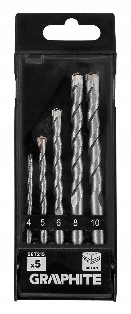 Hardened concrete drill bit set: 4, 5, 6, 8, 10 mm, 5 pcs. Product weight with unit packaging 0.15 kg