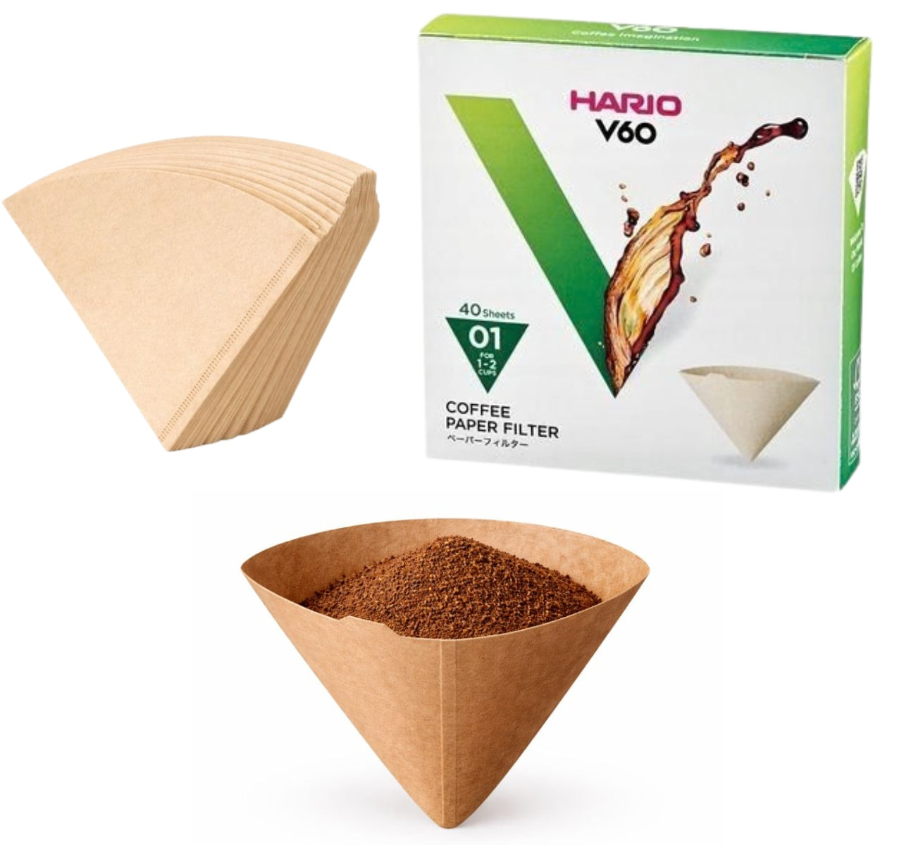 Hario Paper filters V60-01 Brown 40pcs x 4 pcs Brand Hario