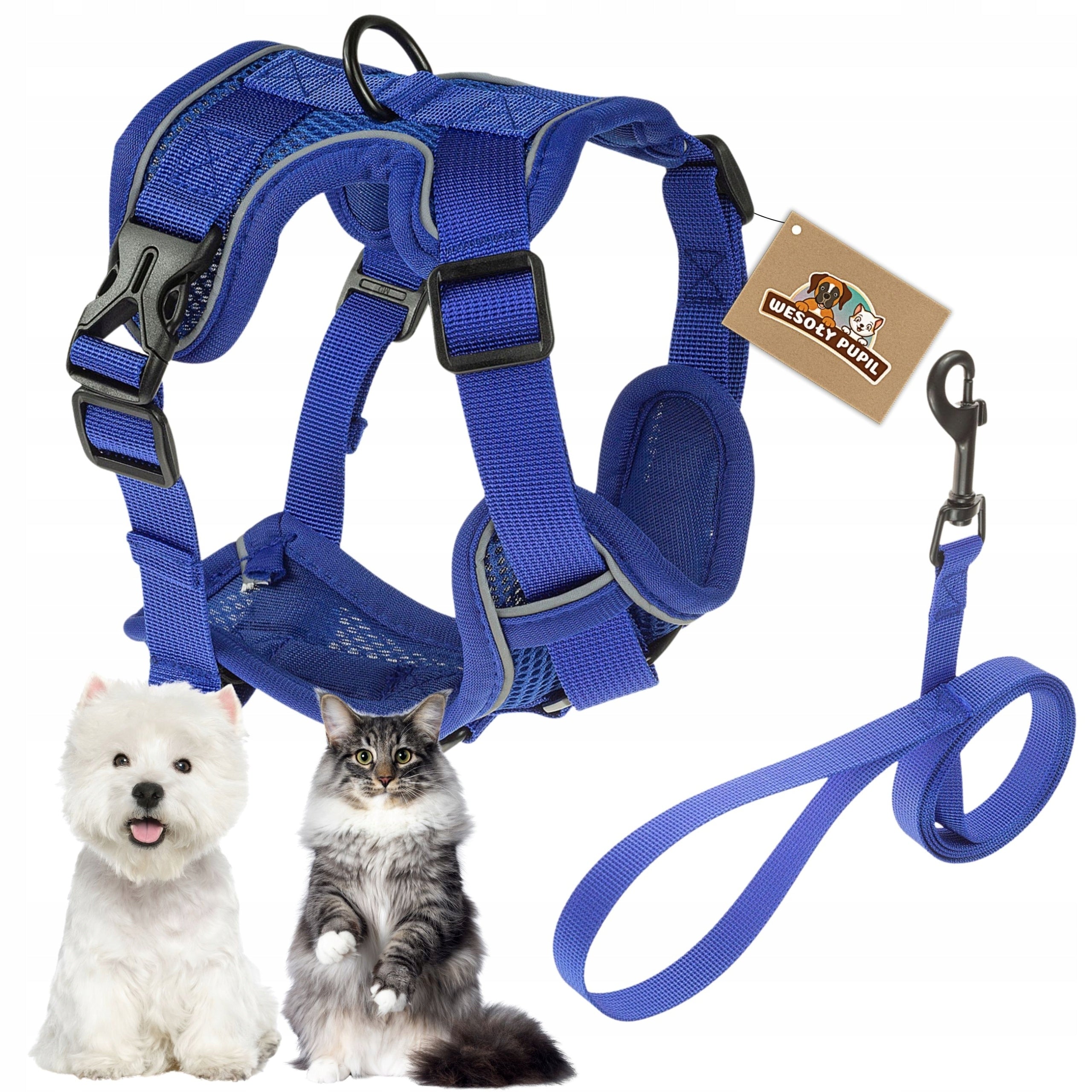 Harness for small dog cat type GUARD pressure-free reflective LANYARD FREEBIE XL