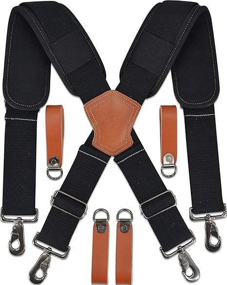Harness with leather elements for tool belt tool bag
