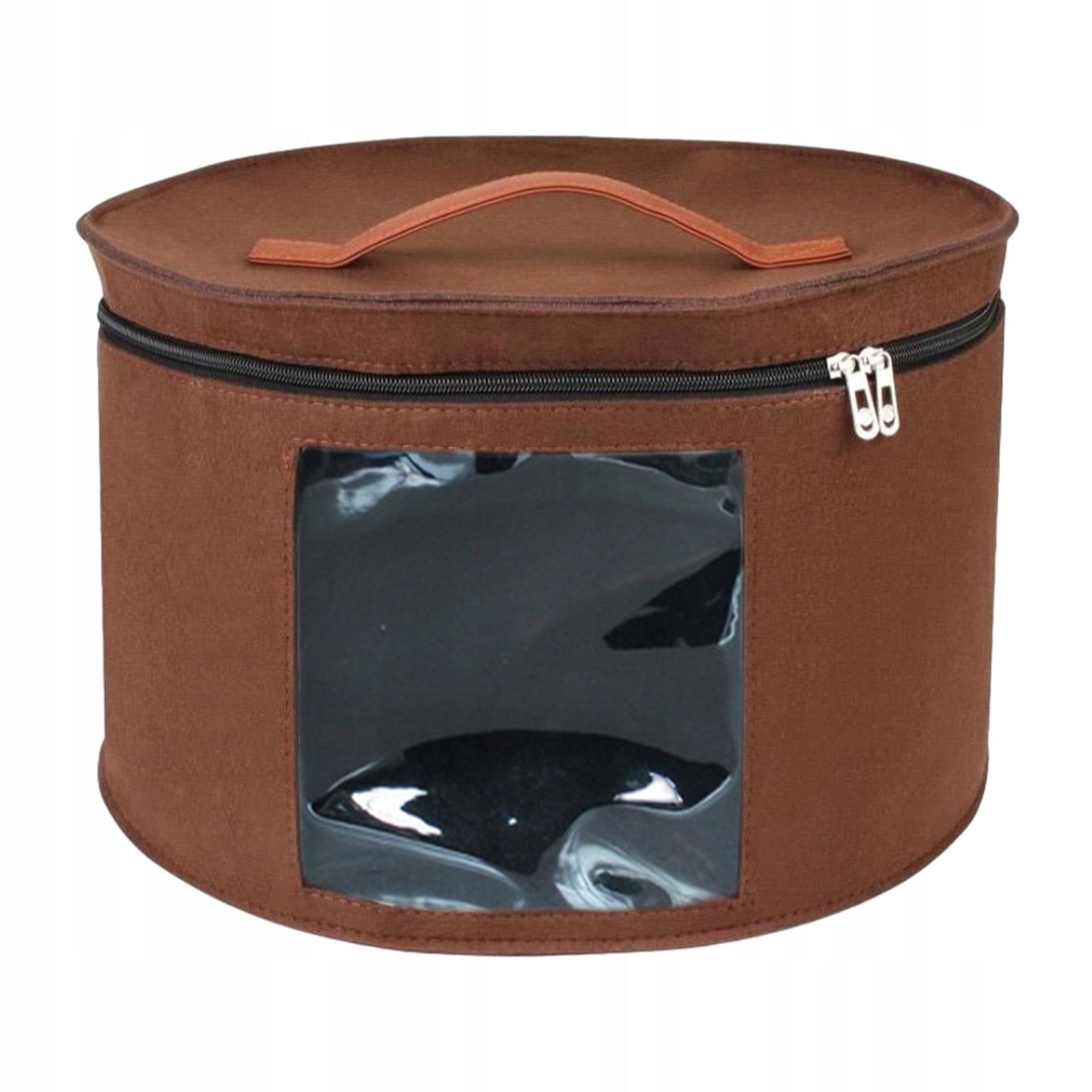 Hat Storage Box Hat Box Stackable Stuffed Animal Toy Storage, Brown 33x26cm