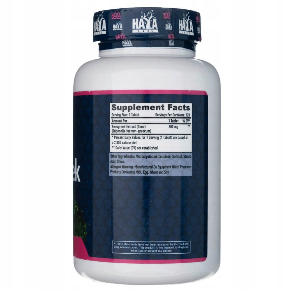 Haya Labs Fennel Fenugreek 600mg 120 tablets Expiration date at least 1 year from the date of purchase