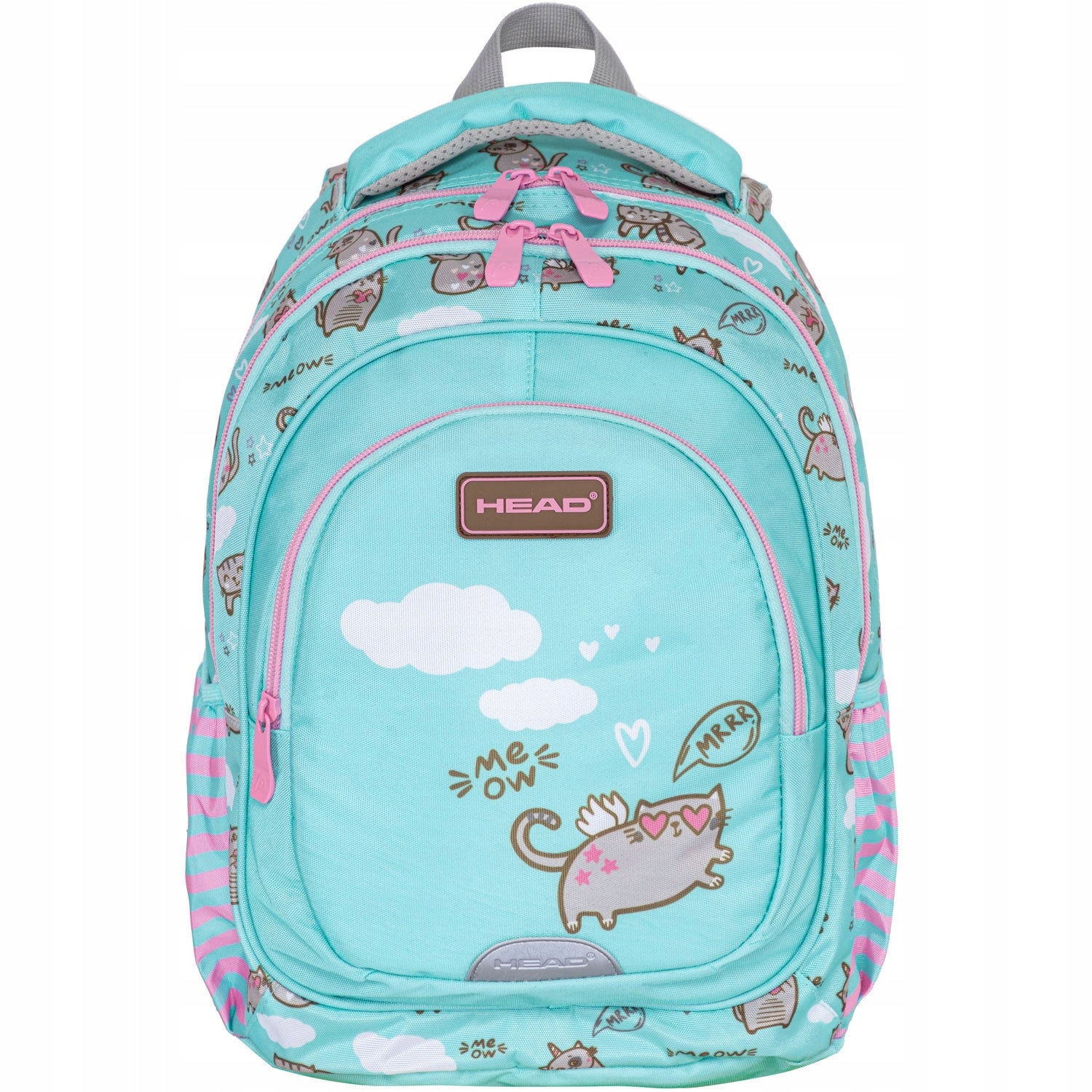 Head School Backpack School Bag For Girls Class 1 3 CAT WITH KITTEN MEOW Brand Head