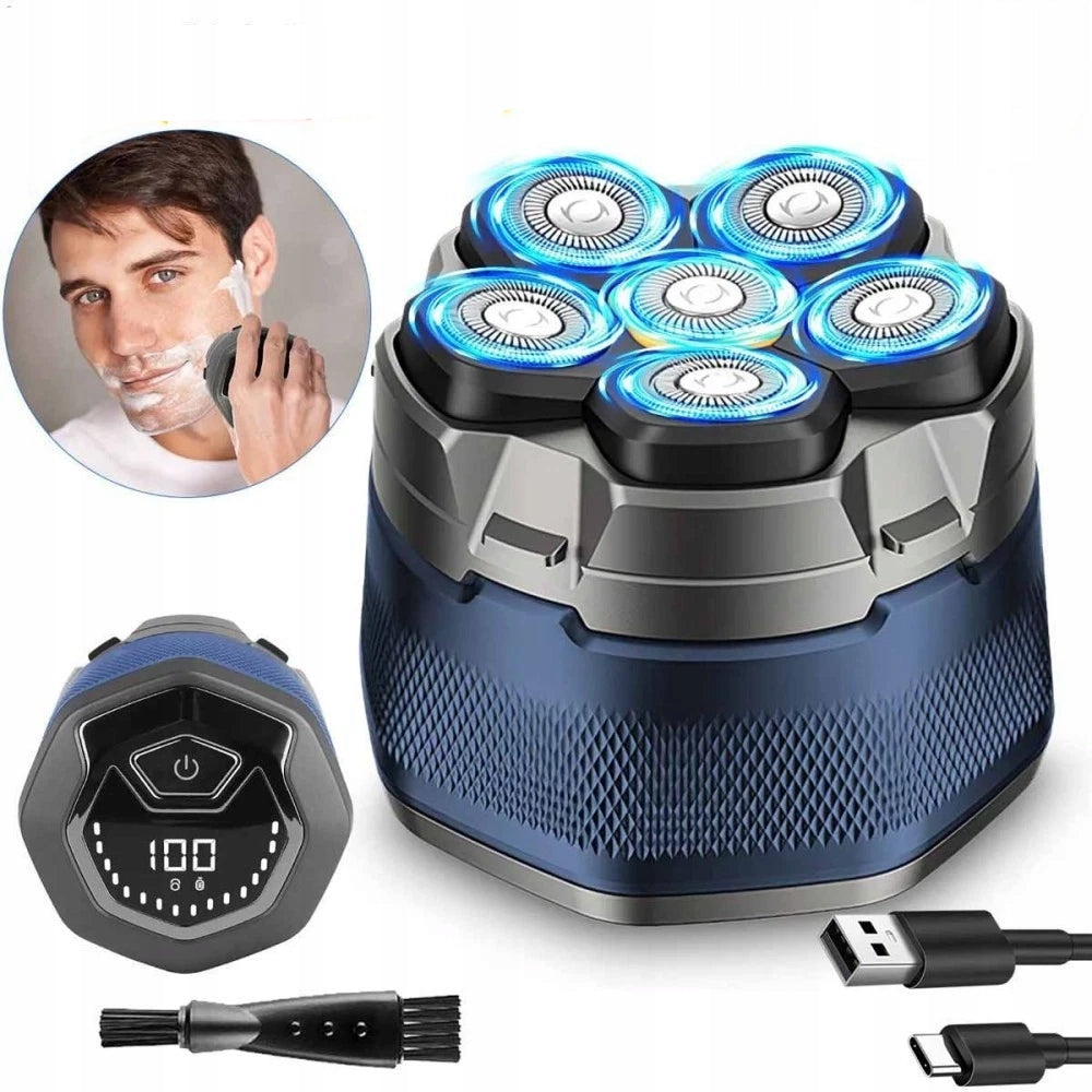 Head Shaver Men's Magnetic 6D Head for Wet and Dry USB IPX6