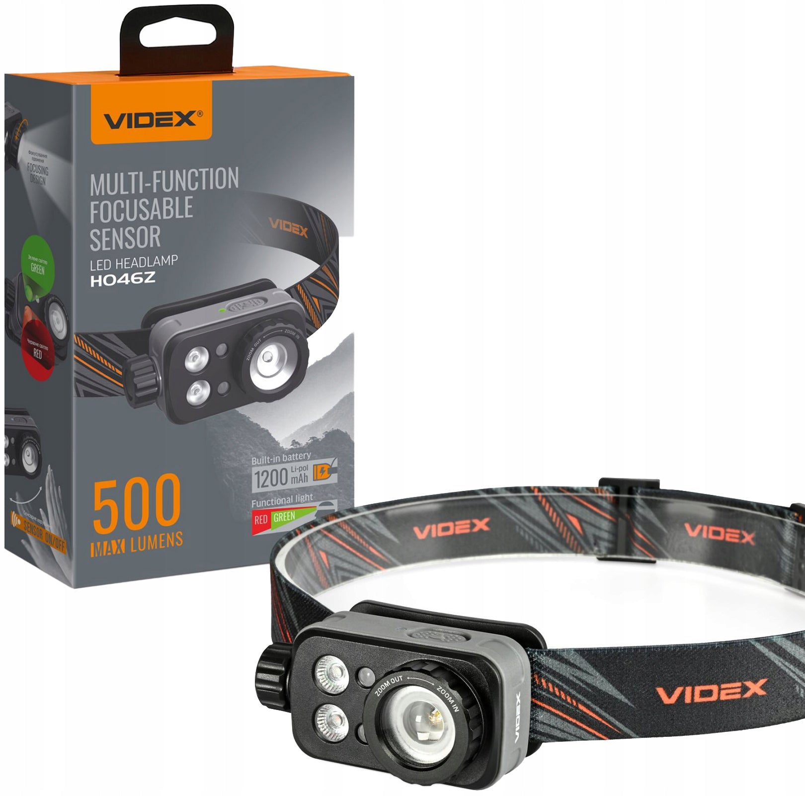 Headlamp LED 500LM 5000K 60m BATTERY 1200mAh