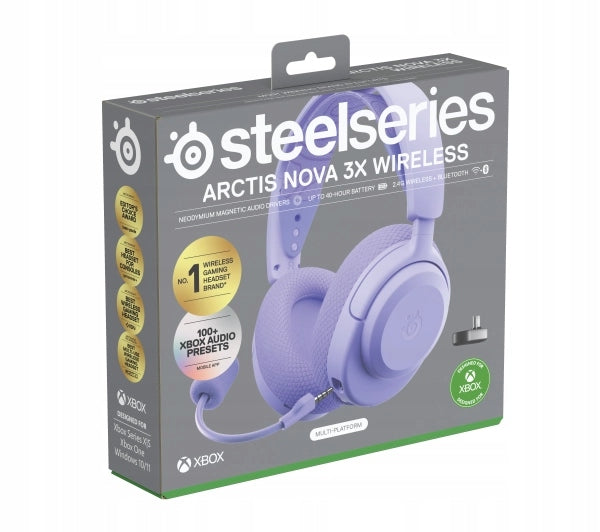 Headphones SteelSeries Arctis Nova 3X Wireless Gaming Lavender Wireless EAN (GTIN) 5707119061339