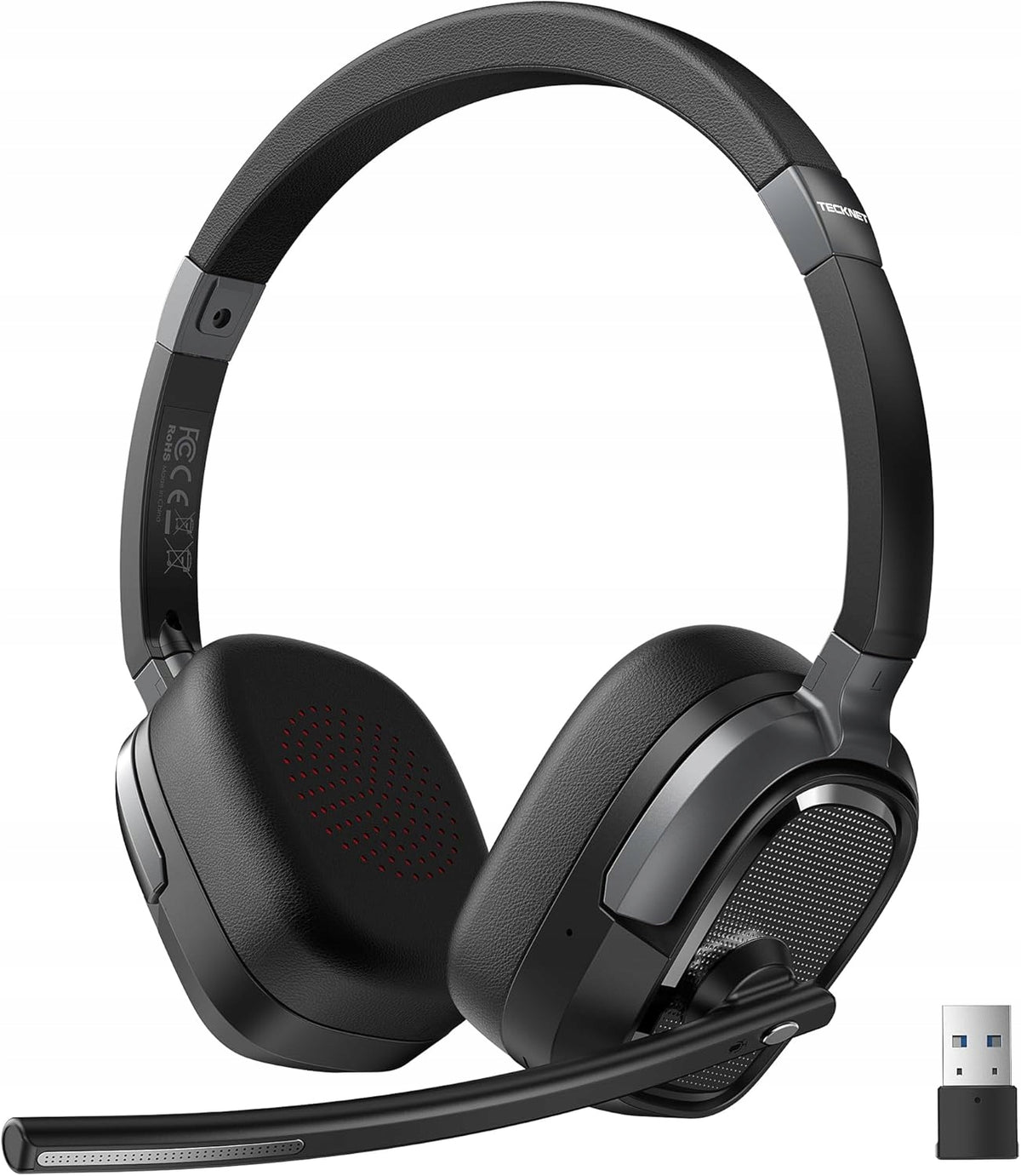 Headphones TECKNET Bluetooth 6.0 Microphone ENC AI USB-A 50h for PC Phone Packaging status original