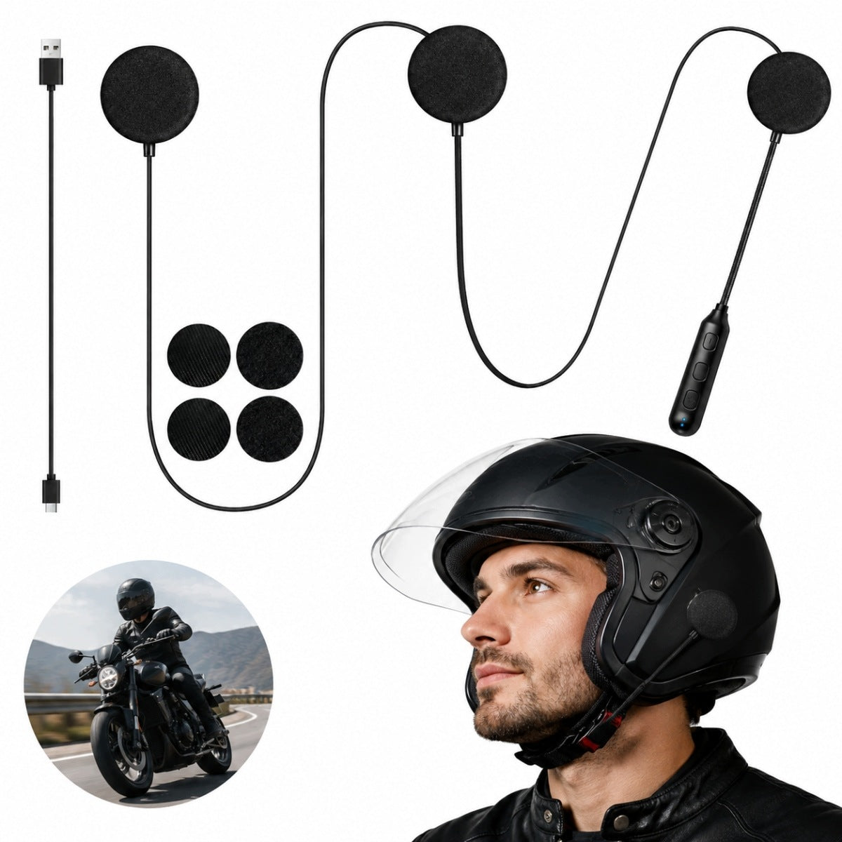 Headphones for motorcycle helmet BT5.3 noise reduction hands-free set