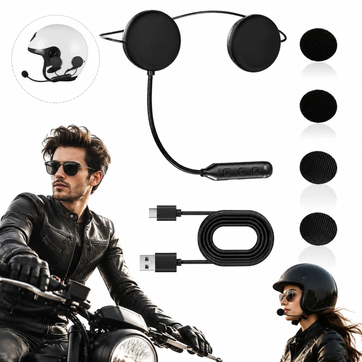Headphones for motorcycle helmet BT5.3 noise reduction speakerphone