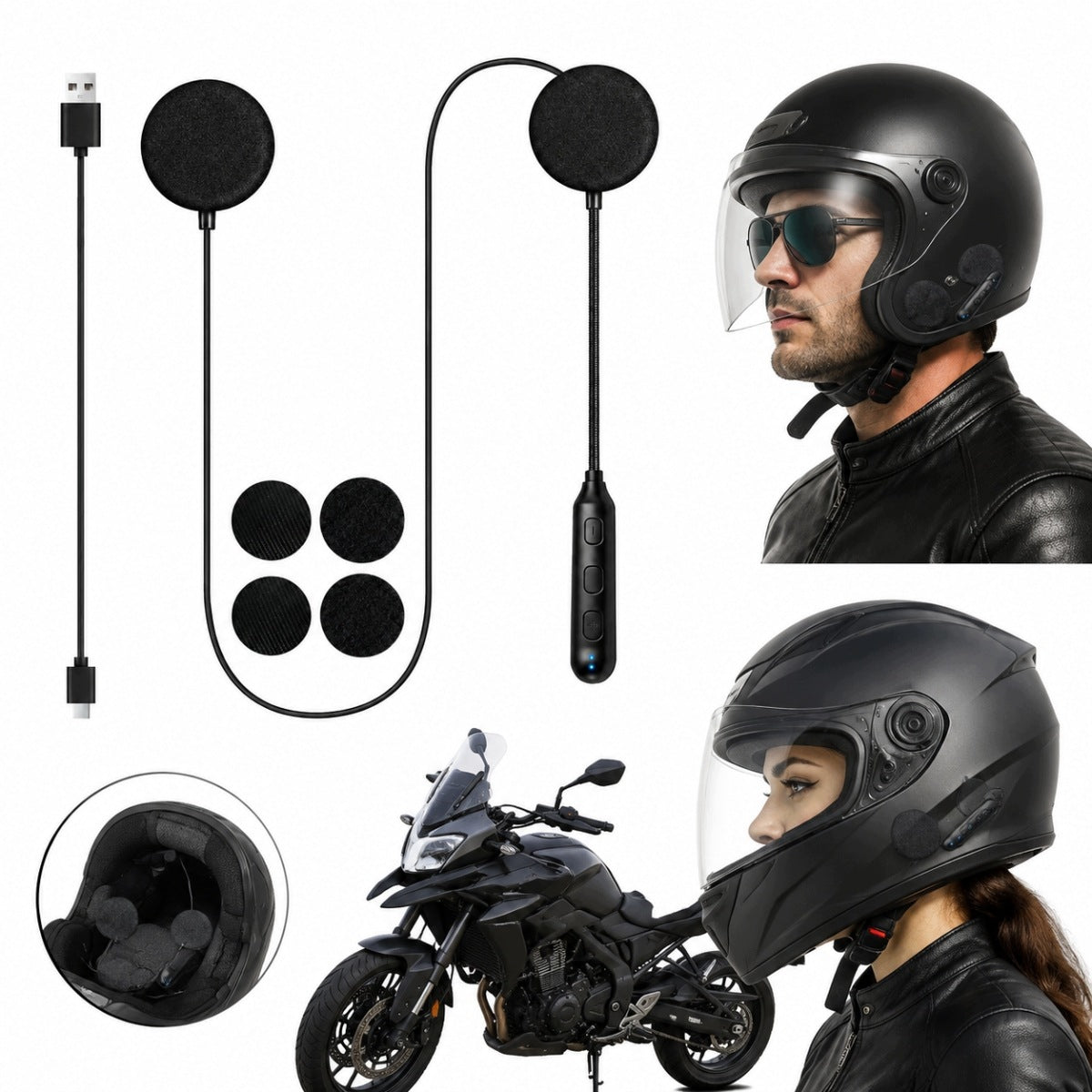 Headphones set for motorcycle helmet BT5.3 noise reduction hands-free