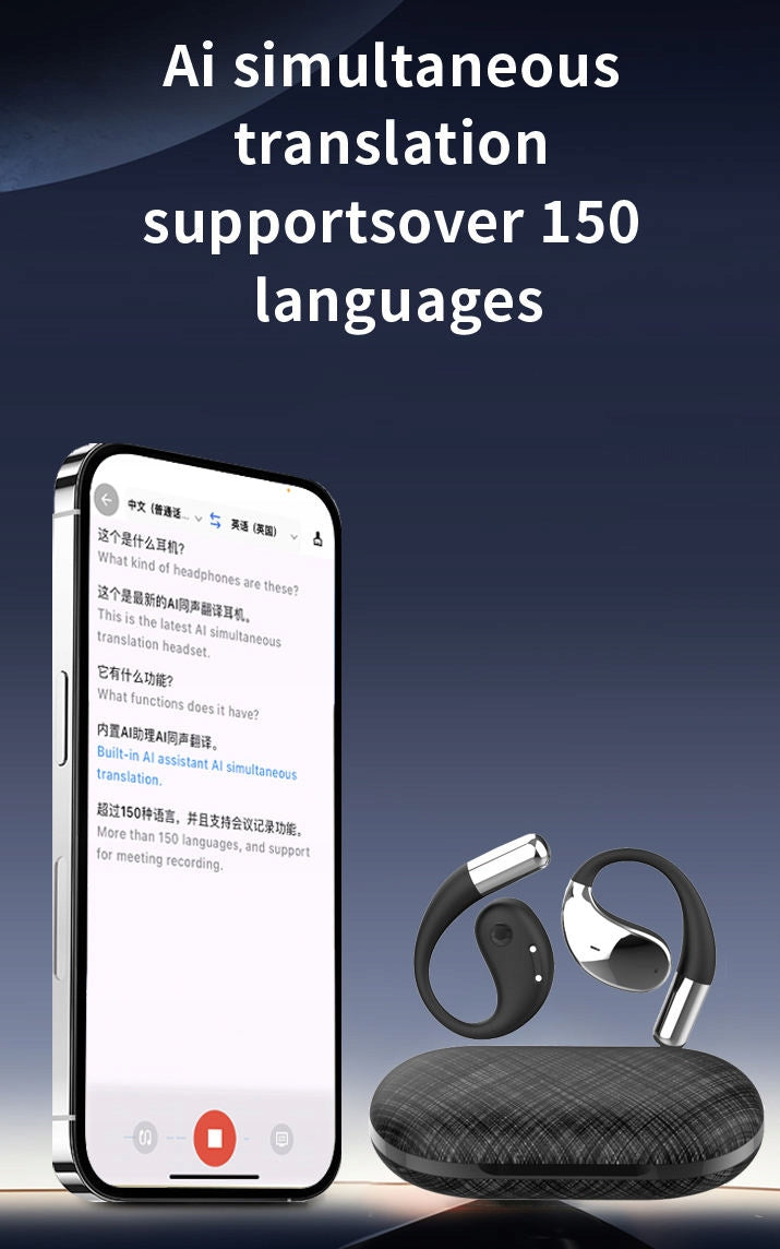 Headphones with AI translation and bone conduction in 150 languages Packaging status original