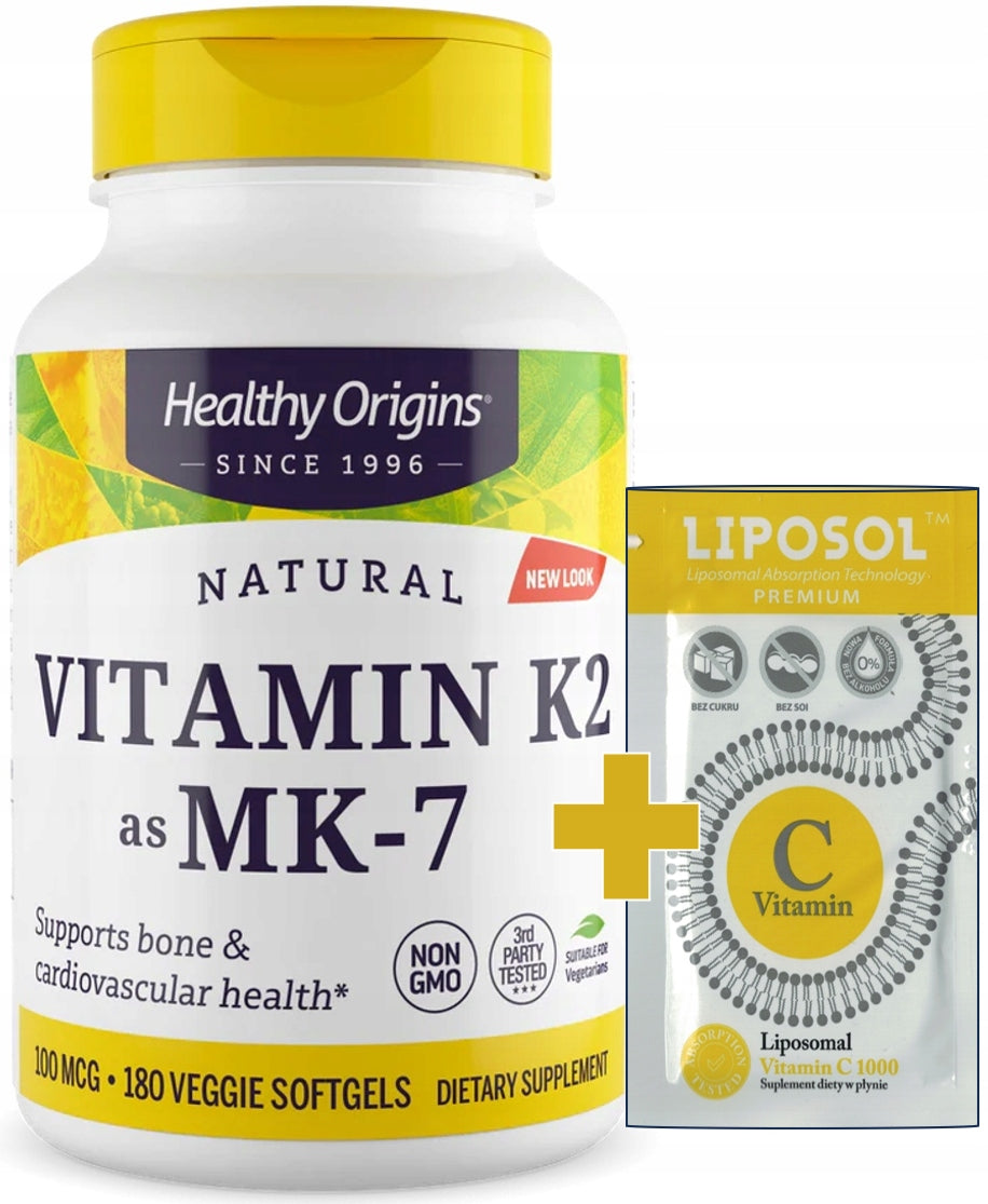 Healthy Origins - Vitamin K2 MK7 with natto | 100 mcg | 180 kaps. + freebie!