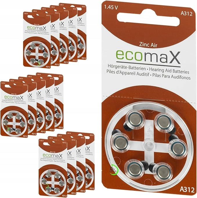 Hearing Aid Batteries 312 EcomaX by VARTA blister 6pcs x10 1,45V