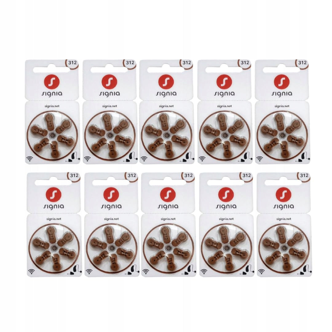 Hearing Aid Batteries Blister 10x 6pcs 1,45V 312 PR41 Signia