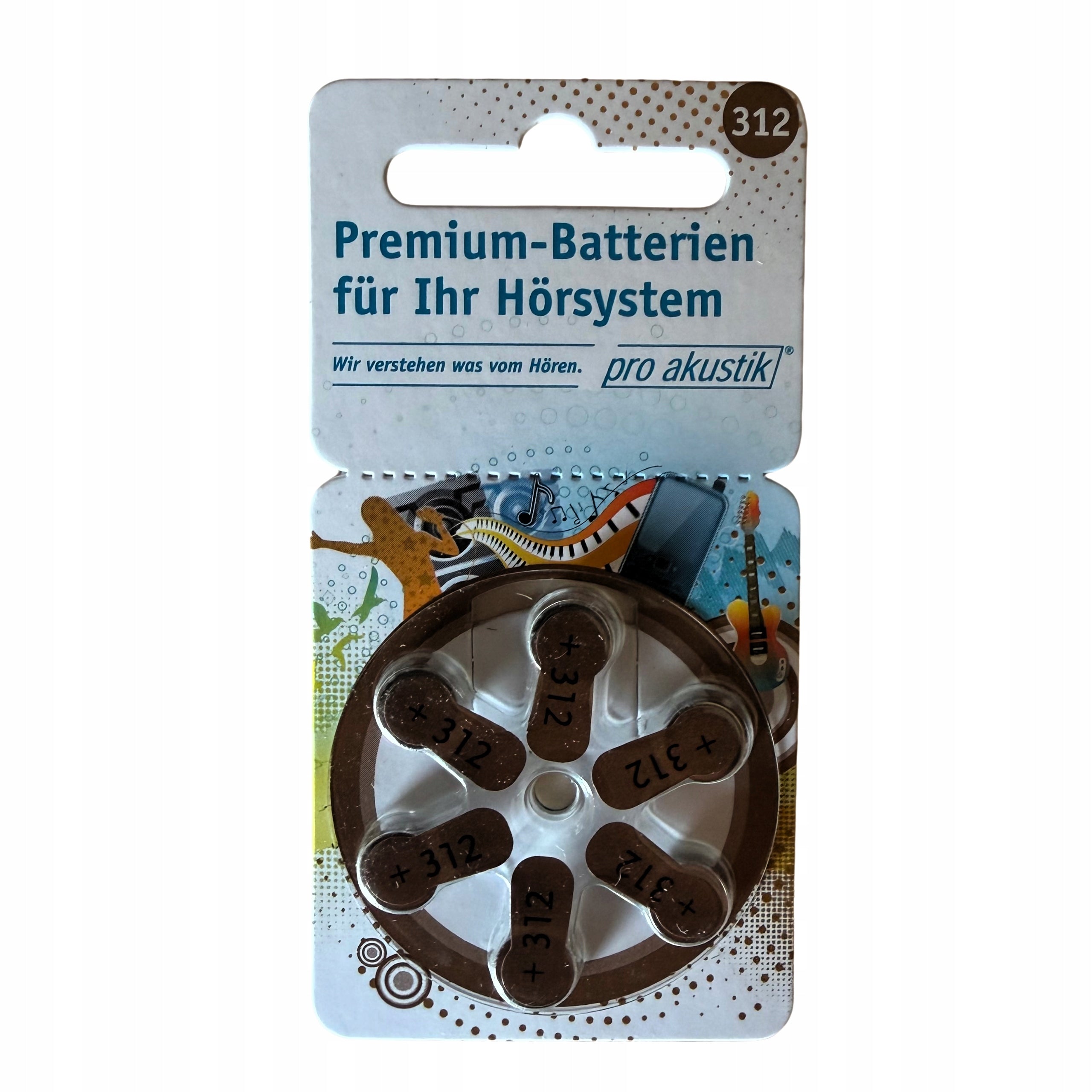 Hearing Aid Batteries Blister 6pcs 1,45V ProAkustik (312)