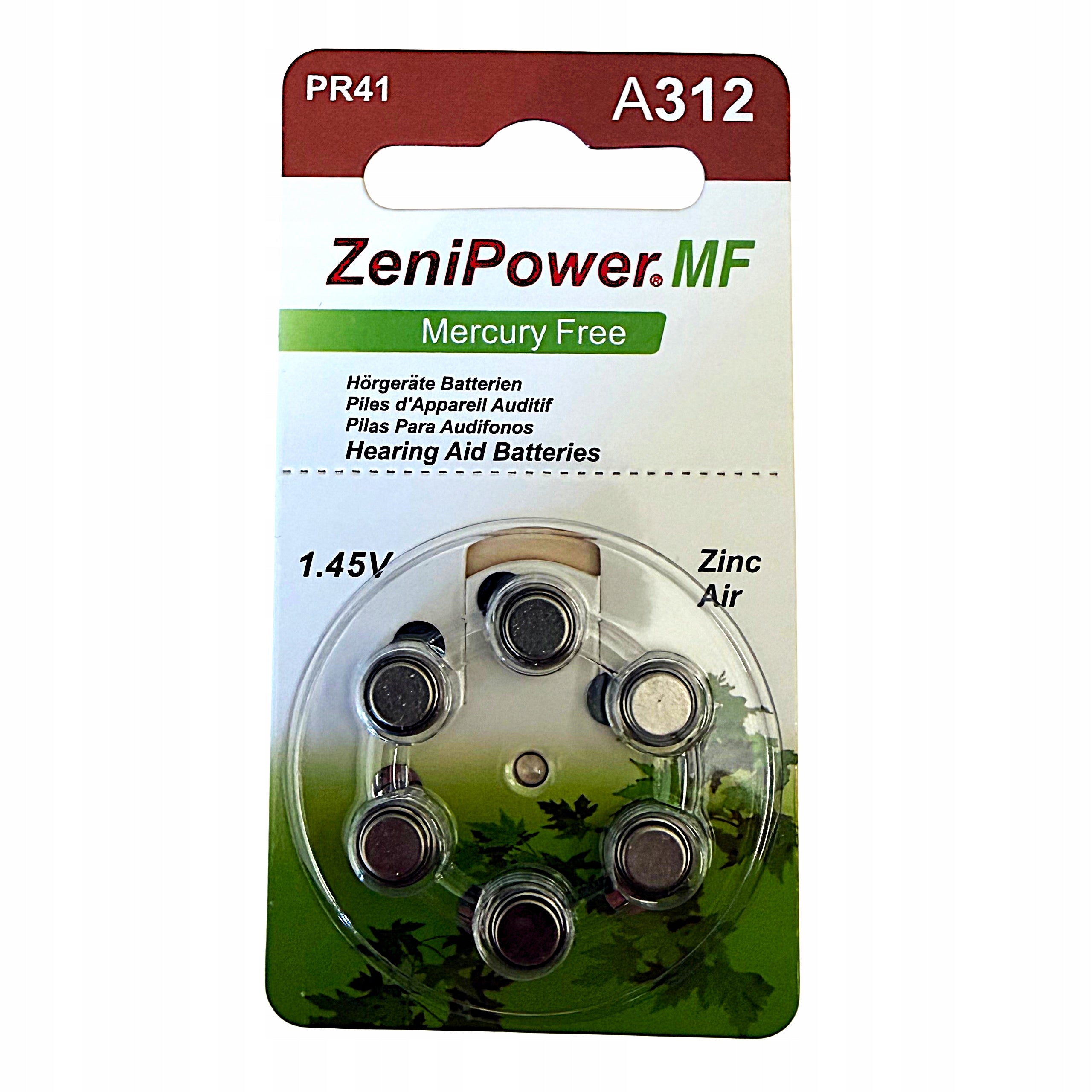 Hearing Aid Batteries Blister 6pcs 1,45V ZeniPowerMF (312)