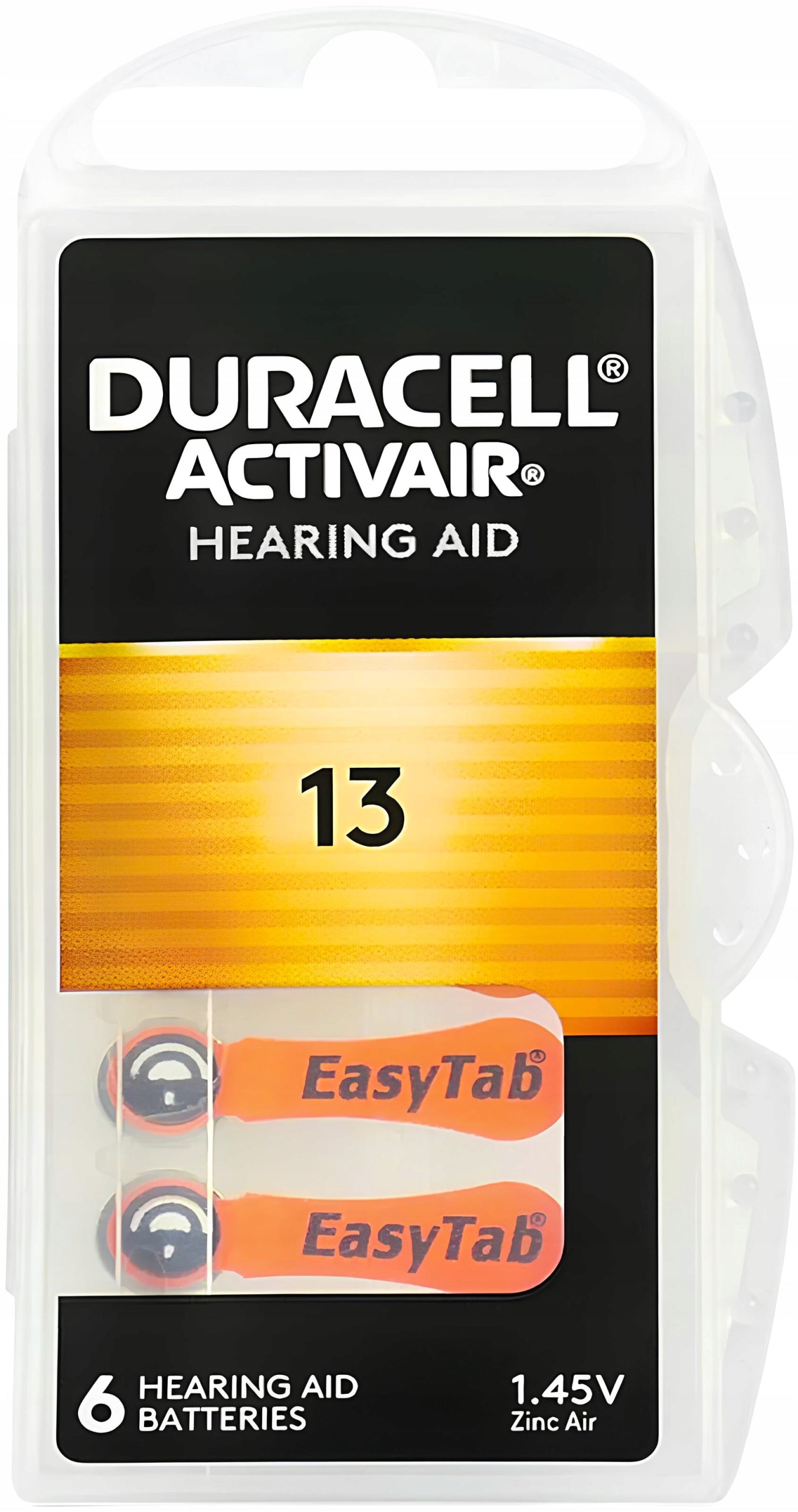 Hearing Aid Batteries DURACELL 13 ActivAir PR48 for Hearing Aids 6 Pack