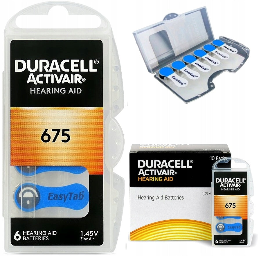Hearing Aid Batteries - Duracell ActivAir - 675 / PR44 - 60 pieces Batteries included yes
