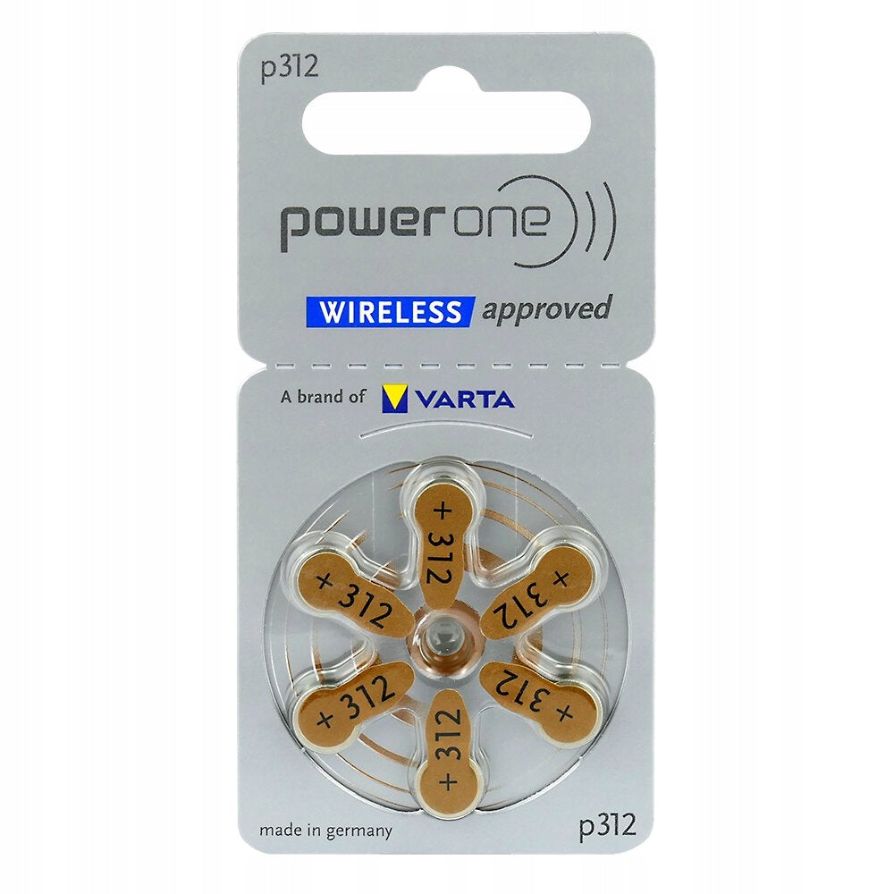 Hearing Aid Batteries Power One Varta p312 09 -2026 - 6 pieces Packaging status original