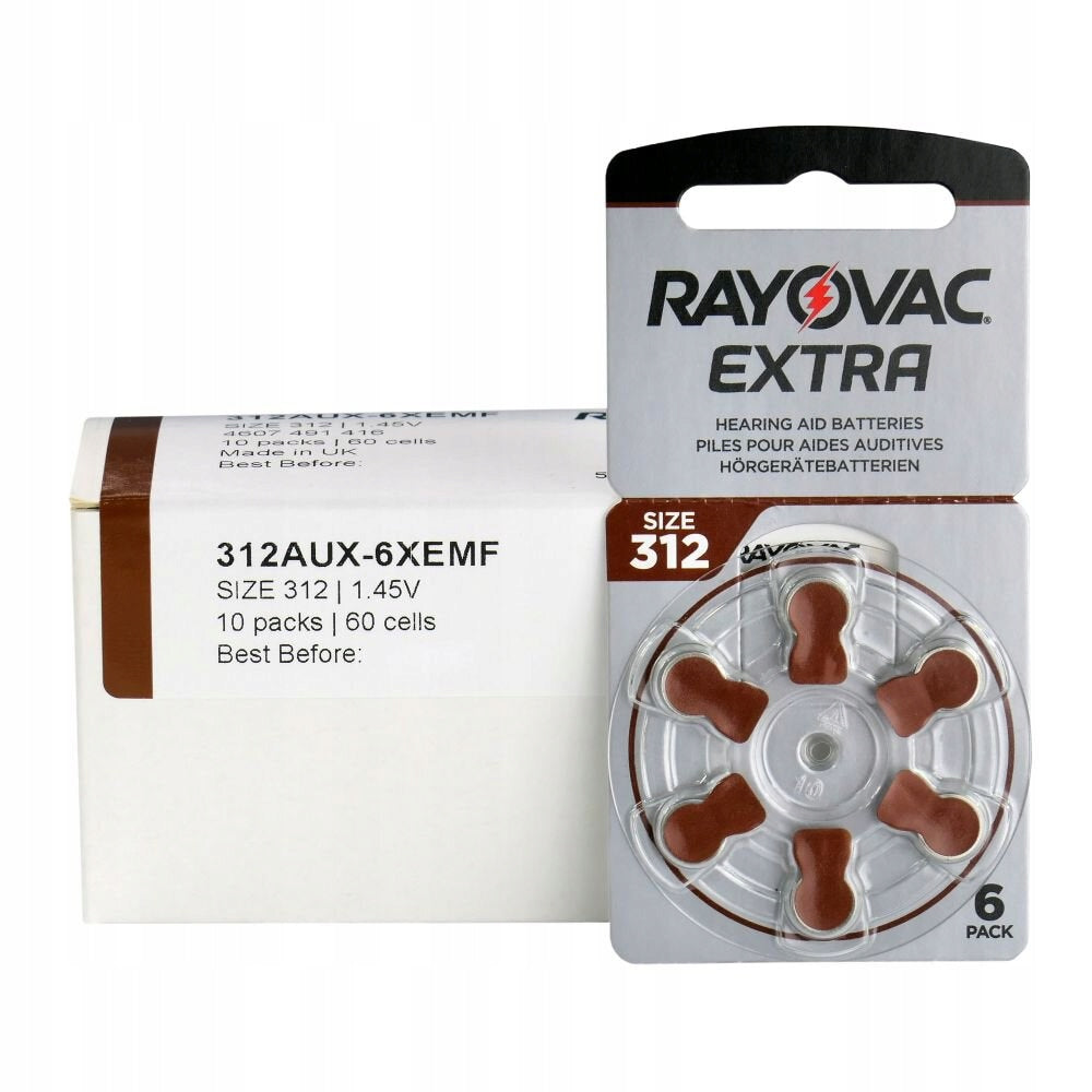 Hearing Aid Batteries RAYOVAC 312 MF PR41 ZincAir 60pcs
