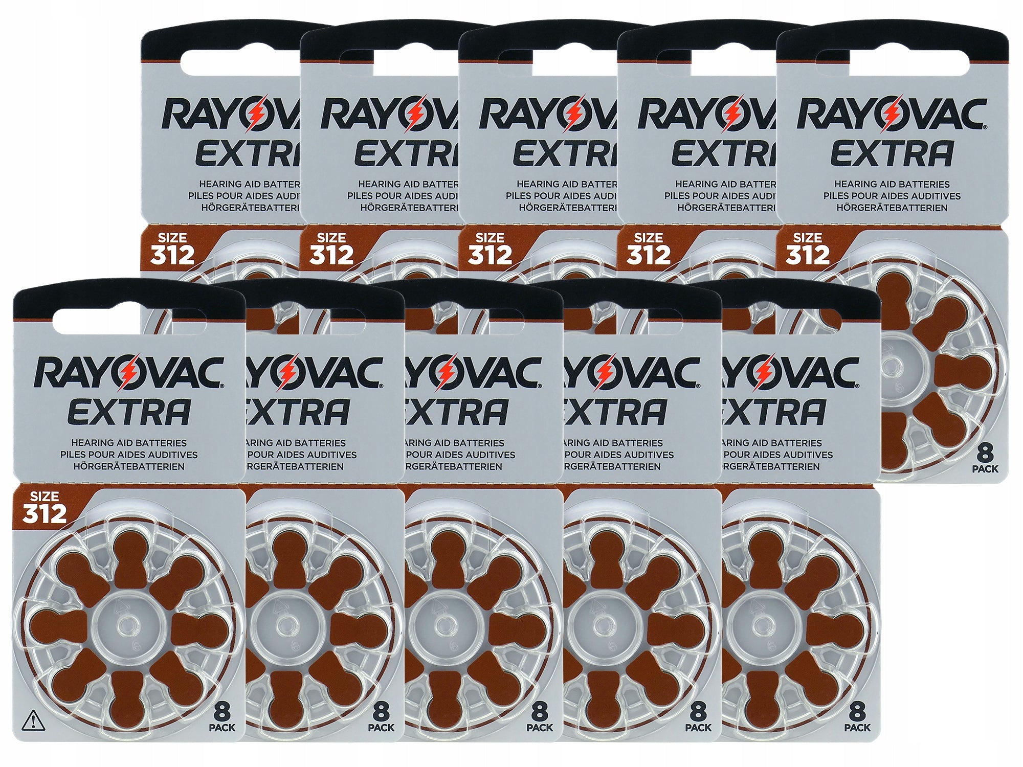 Hearing Aid Batteries - RAYOVAC EXTRA - 312 / PR41 - 80 pieces