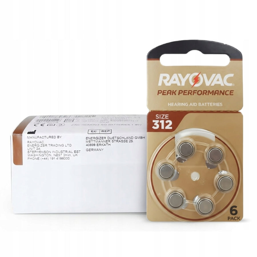 Hearing Aid Batteries RAYOVAC PEAK PERFORMANCE 312 PR41 60pcs Set Brown