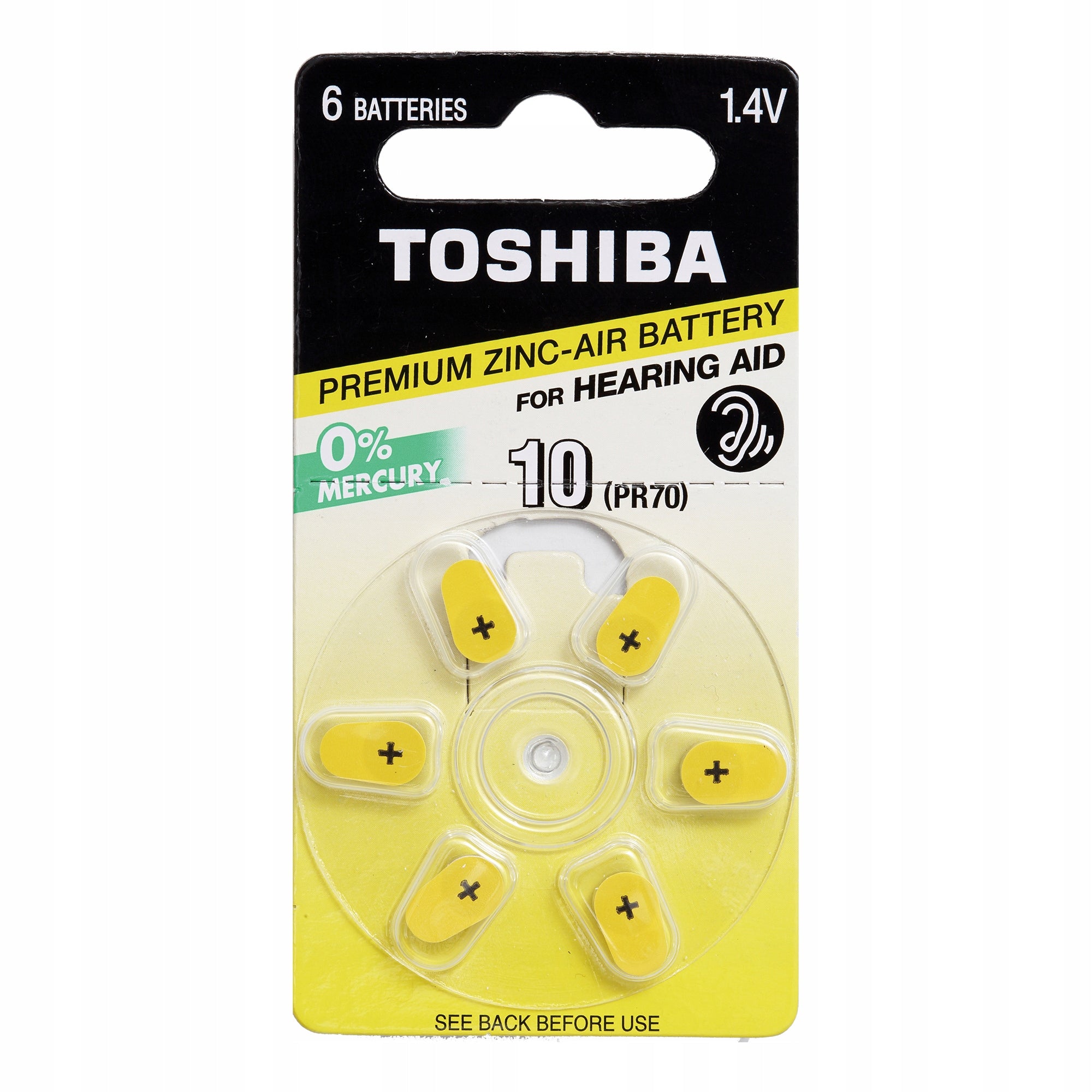 Hearing Aid Batteries Toshiba for Hearing Aids 10 PR536 Blister Pack of 6
