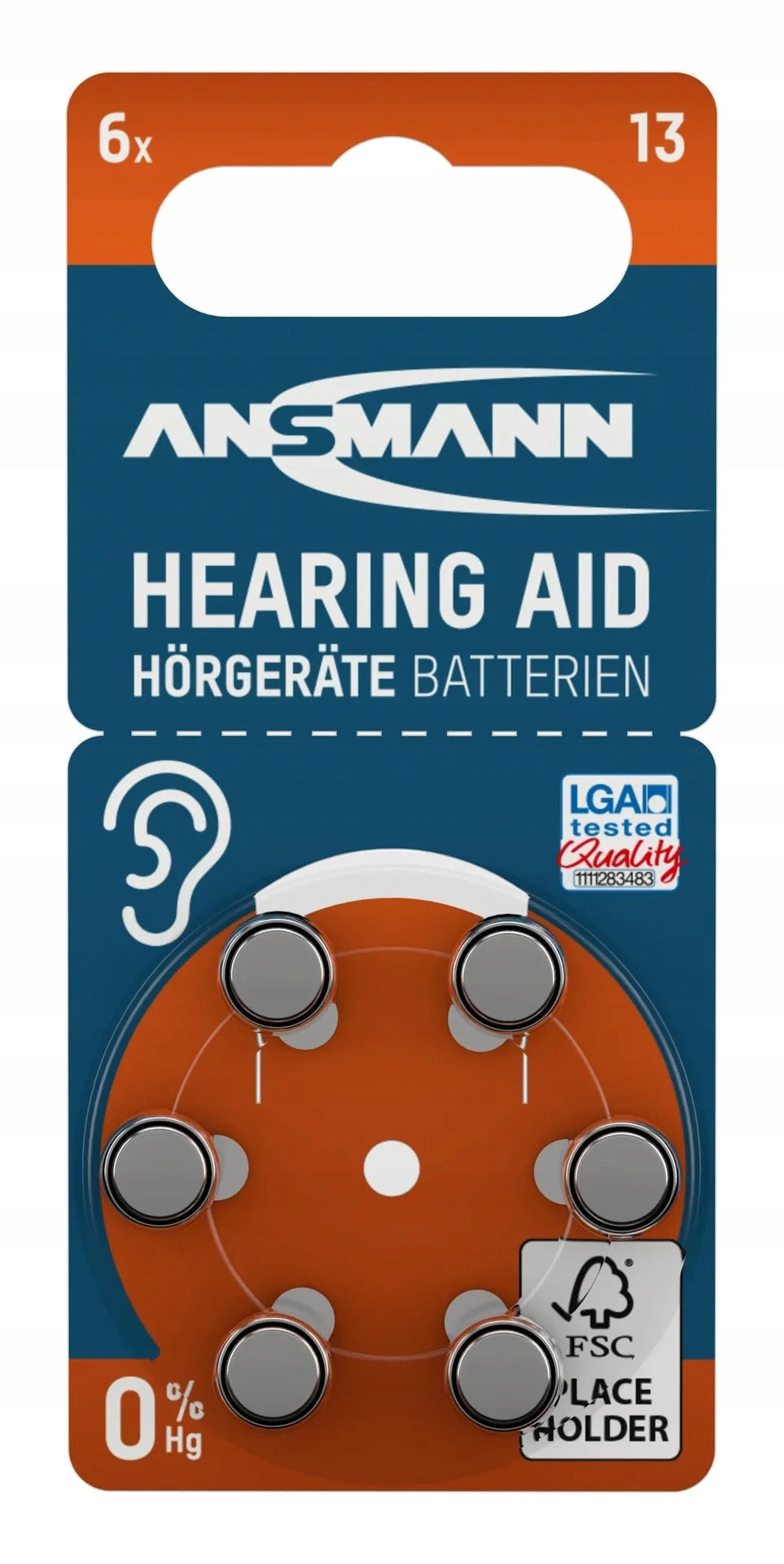 Hearing Aid Batteries Type 13 PR48 - Zinc Air 1,45V