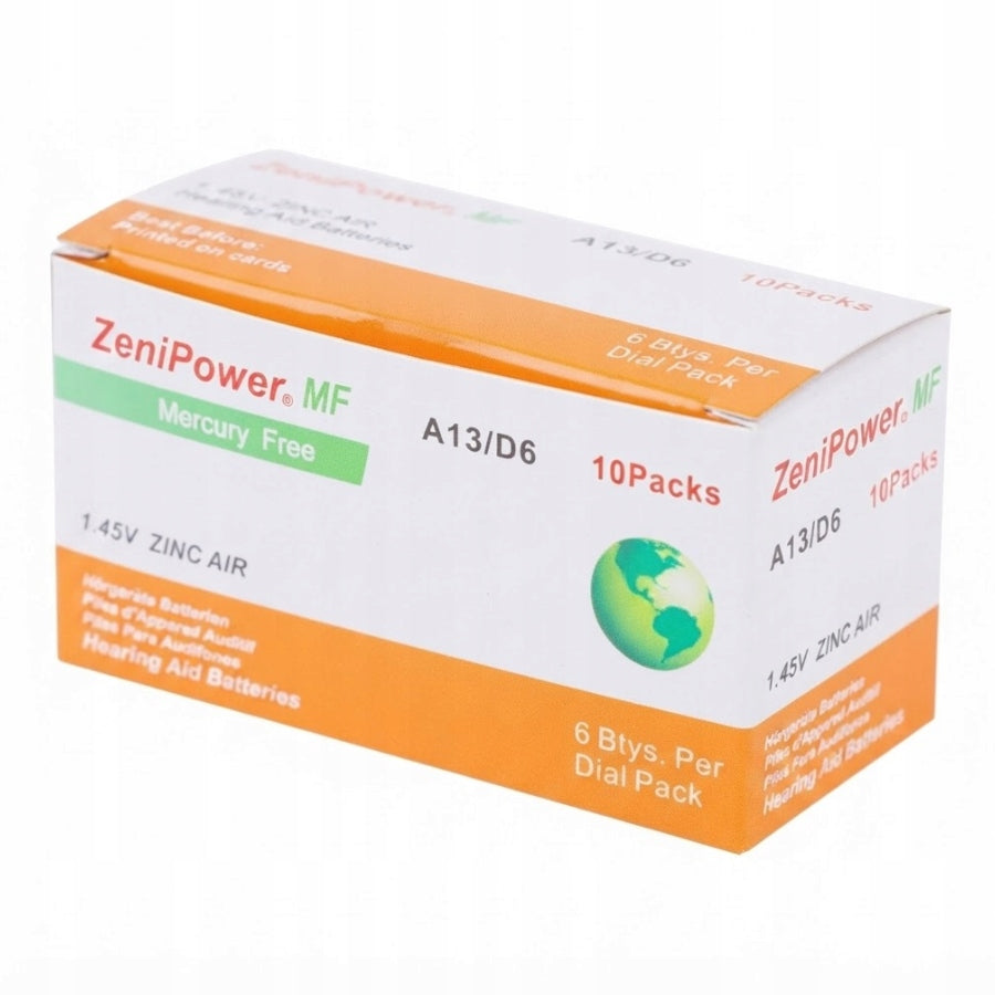 Hearing Aid Batteries ZENIPOWER A13 PR48 1.45V 60pcs Mercury Free Orange Packaging status original