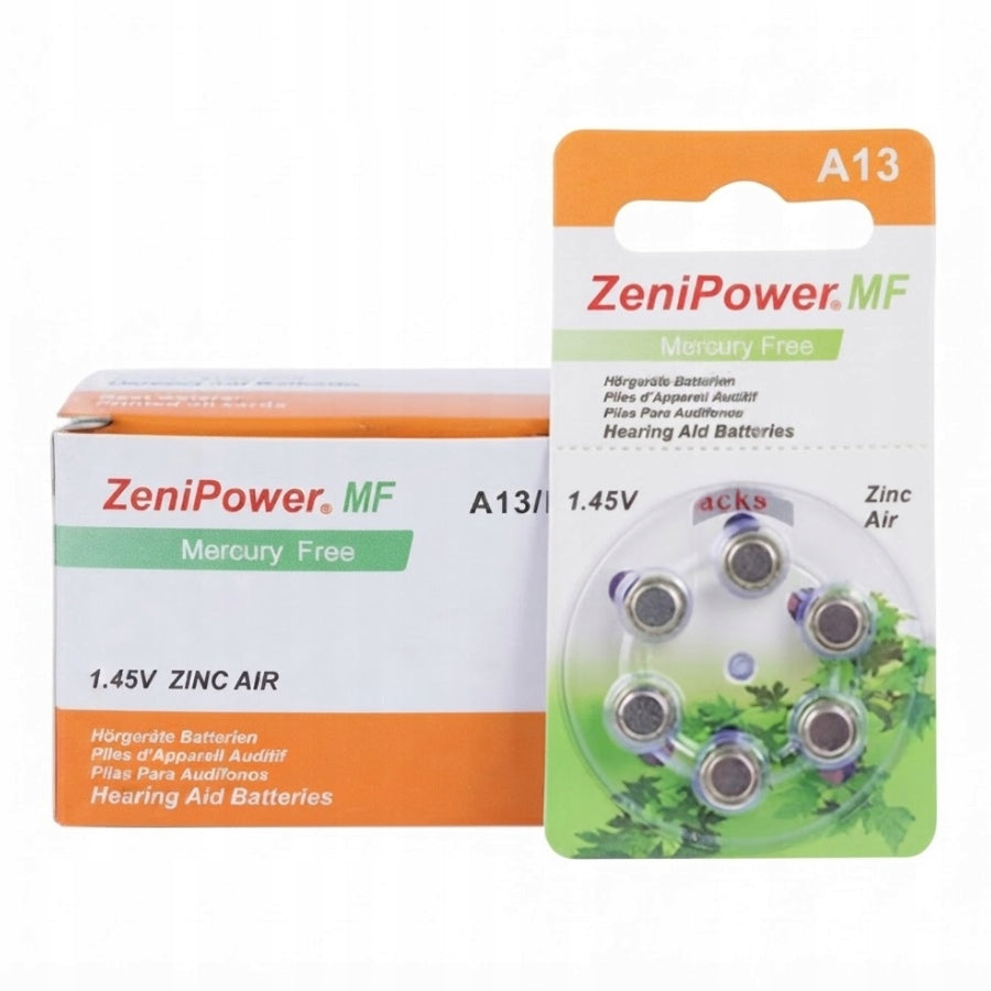 Hearing Aid Batteries ZENIPOWER A13 PR48 1.45V 60pcs Mercury Free Orange