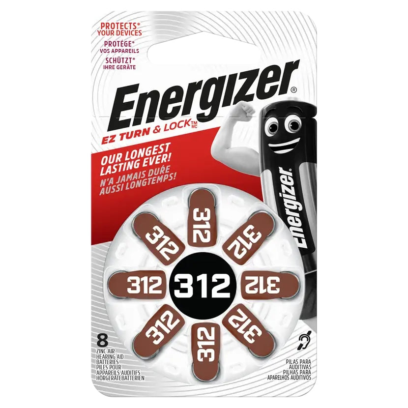 Hearing Aid Battery Energizer 312 8 pcs. 1,4VCC Packaging status original