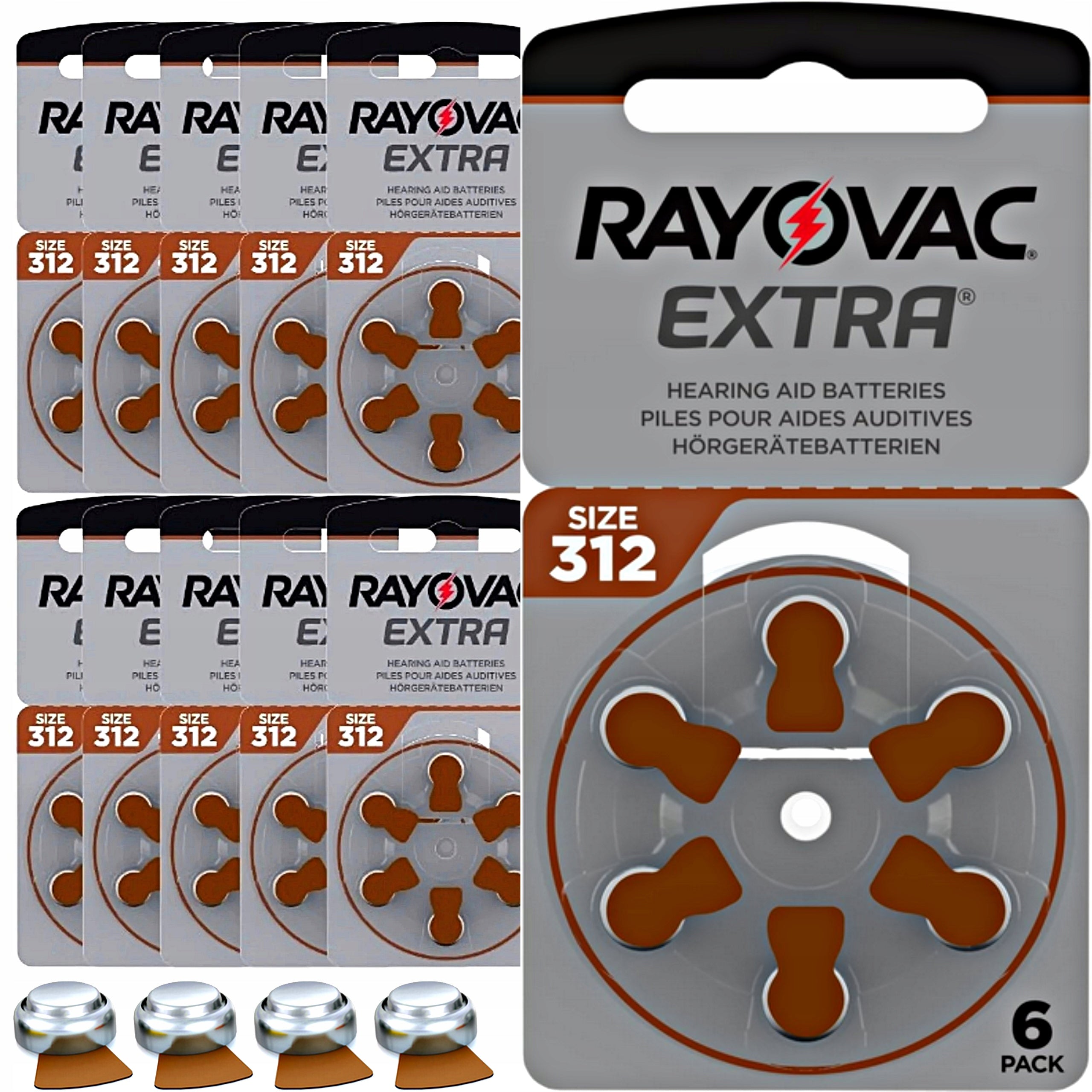 Hearing Aid Battery Rayovac 312 60 Pack - Long Expiration Date