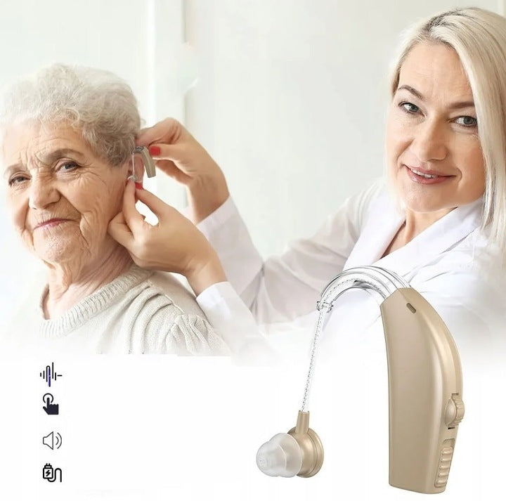 Hearing Aid Behind-the-Ear Sound Amplifier Left Right Senior Station Medical device no