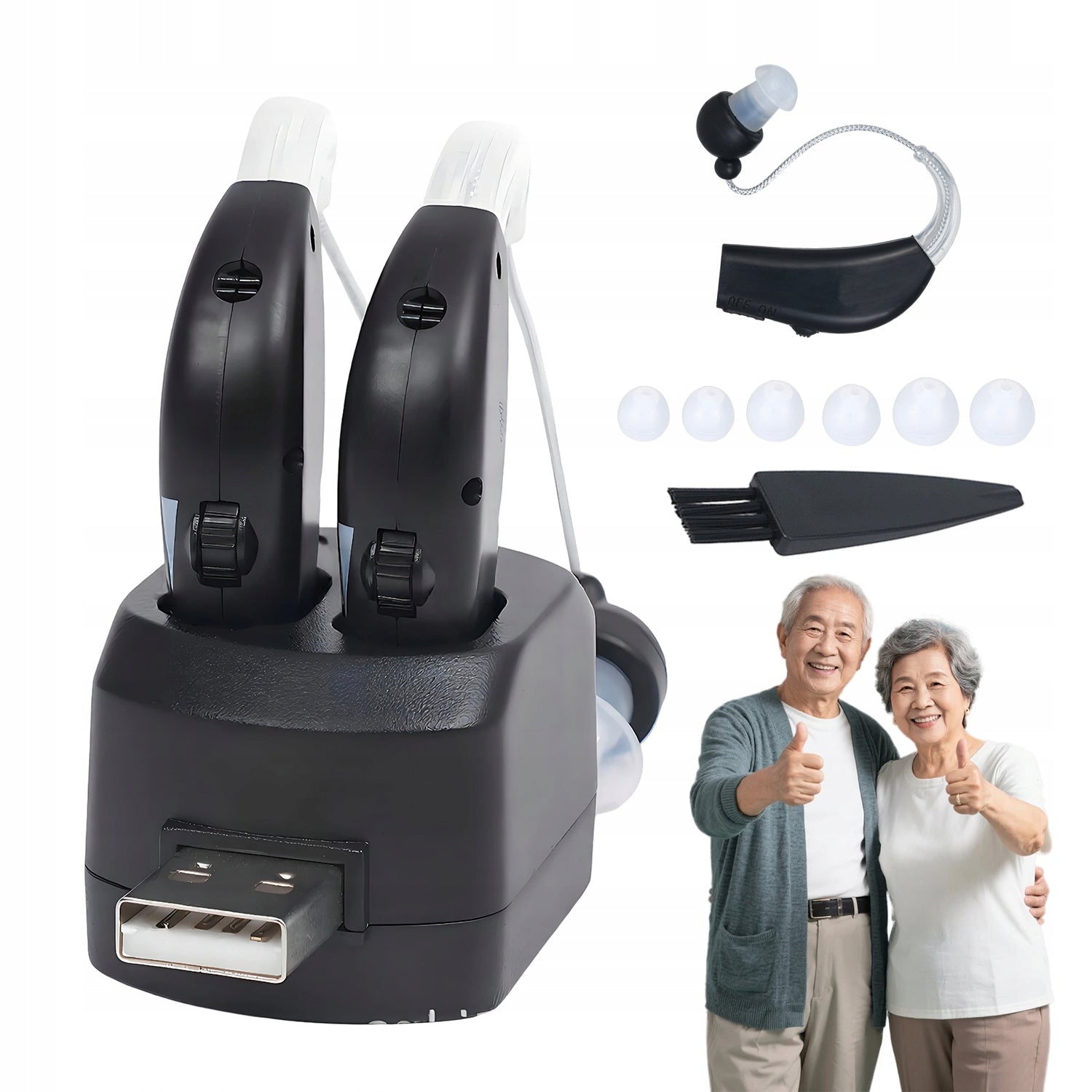 Hearing Aid Hearing Amplifier 2 In 1 Rechargeable In-Ear Case Gift Medical device no