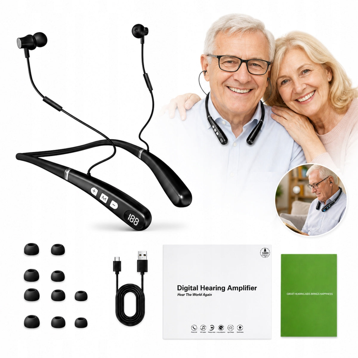 Hearing aid with noise reduction for neck Light-moderate hearing loss