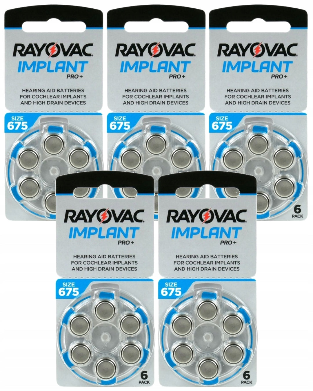 Hearing battery Rayovac 675 Implant Pro+ more power blister set of 30